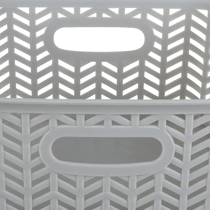 Simplify 3 Pack Small Herringbone Storage Basket | Dimensions: 10"x8"x4" | 2 Open Handles | Lightweight | Grey | Herringbone Design | Home Organization
