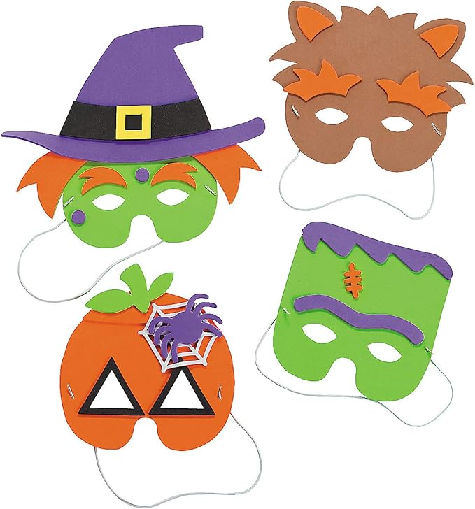 Halloween Mask Craft Kit - Crafts for Kids & Hats & Masks, 1 dozen Assorted Masks