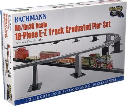 Bachmann Trains 18 PC. E-Z TRACK GRADUATED PIER SET - For Use with HO or On30 Scale E-Z Track , White