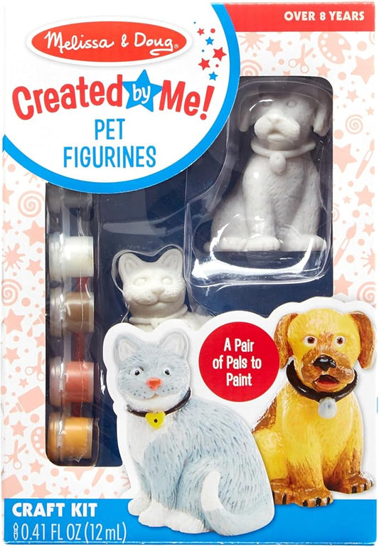 Melissa & Doug Created by Me! Pet Figurines Craft Kit (Resin Dog and Cat, 6 Paints, Paintbrush)