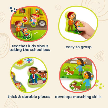 B. toys- Peek & Explore - School BusChunky Puzzle – Puzzle for Toddlers, Kids – School Bus Puzzle – School, Bus, Students – 2 Years +