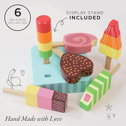 Le Toy Van Honeybake Collection Ice Lollies Set Premium Wooden Toys for Kids Ages 3 Years & Up (TV284)