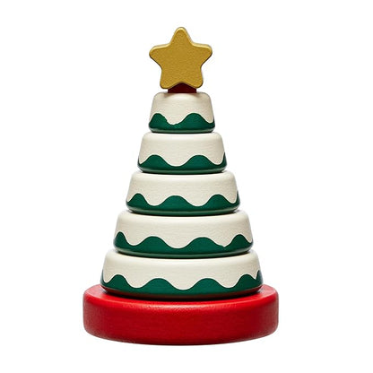 Pearhead Wooden Christmas Tree Stacking Toy, Holiday Nursery Décor & Stacking Rings for Baby, Perfect for Festive Playtime, Seasonal Celebrations, and Christmas-Themed Developmental Fun
