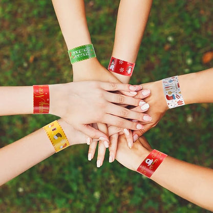 48PCS Christmas Slap Bracelets, Xmas Slap for Christmas Party Favor Decoration