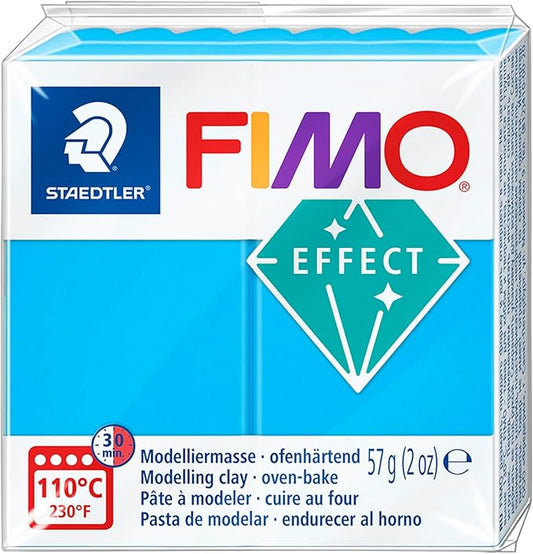 Staedtler FIMO Effects Polymer Clay - -Oven Bake Clay for Jewelry, Sculpting, Translucent Blue 8020-374