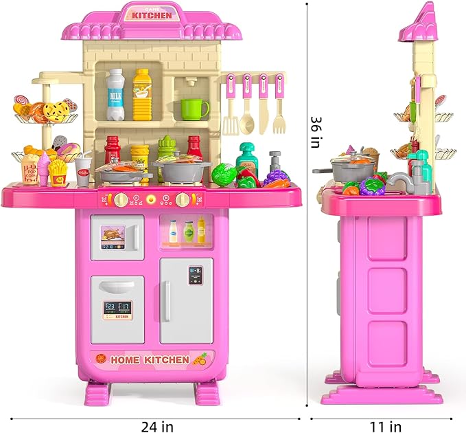 Pretend Play Kitchen Toy for Girls Age 3 4 5 6 7 8 - Toy Kitchen Accessories Food Toy for 3 4 5 6 Years Old Girls, Cutting Food Toy, Pretend Play for Toddlers 3-5, Girls Gifts Cooking Toys
