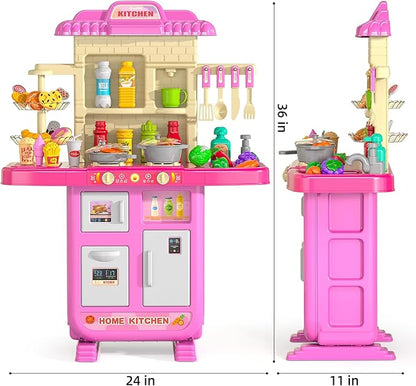 Pretend Play Kitchen Toy for Girls Age 3 4 5 6 7 8 - Toy Kitchen Accessories Food Toy for 3 4 5 6 Years Old Girls, Cutting Food Toy, Pretend Play for Toddlers 3-5, Girls Gifts Cooking Toys