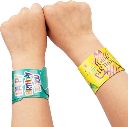 36 Pcs Happy Birthday Slap Bracelets for Kids Birthday Bracelets Bulk for classroom Snap Bracelet Party Favors Supplies for Boys&Girls Birthday Wristbands for Classroom supplies Holiday Gifts