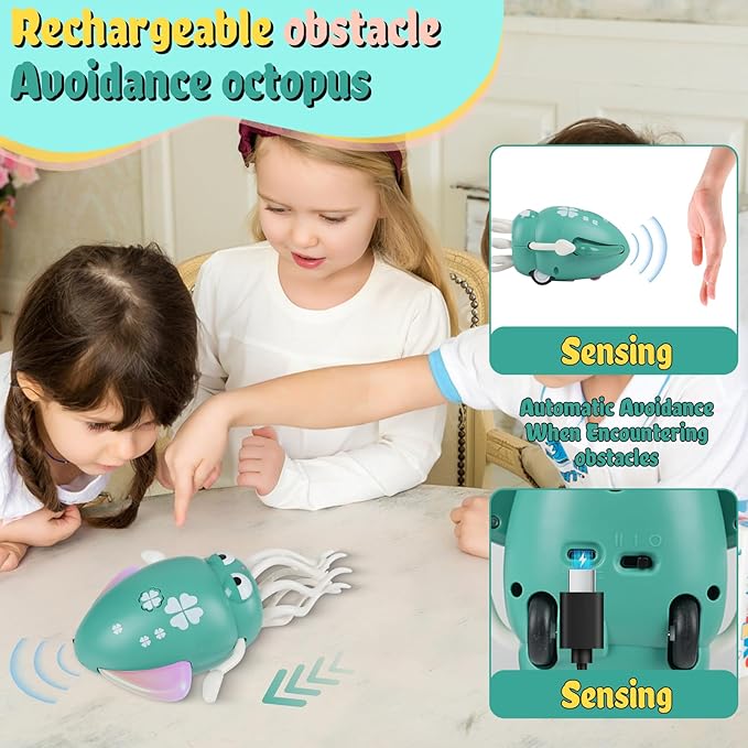 Dancing Octopus Baby Toy, Music & Interactive Sensory Toys for 3 6 9 12 Month & 1 2 3 Year Old Boy Girl, Crawling Dancing Squid Toy for Baby Sensory Toy, Birthday Gift & Christmas Stocking Stuffers