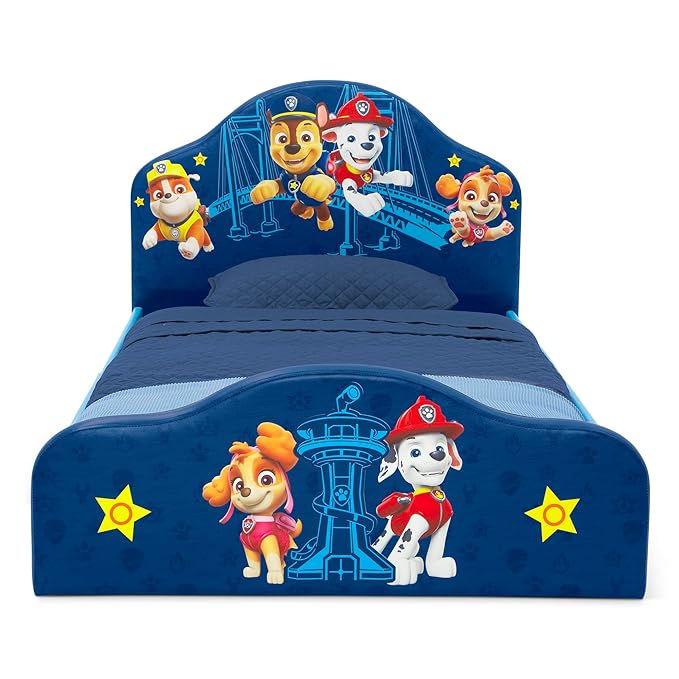 Delta Children PAW Patrol Upholstered Twin Bed, Blue
