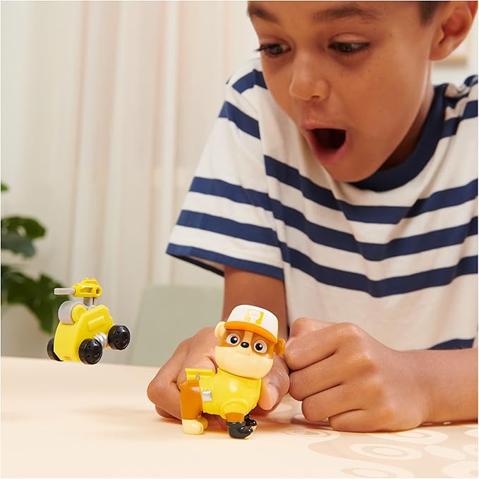 Paw Patrol, Big Truck Pups Rubble Action Figure with Clip-on Rescue Drone, Command Center Pod and Animal Friend Kids Toys Ages 3 and up