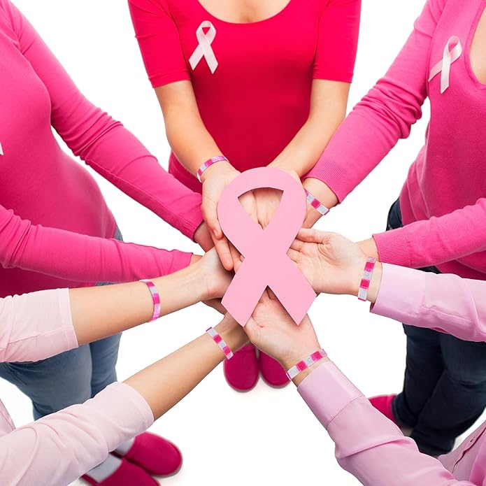 Skeleteen Breast Cancer Awareness Bracelets - Pink Ribbon Camouflage Silicone Rubber Cancer Support Bulk Party Giveaways Favors - Lot of 50