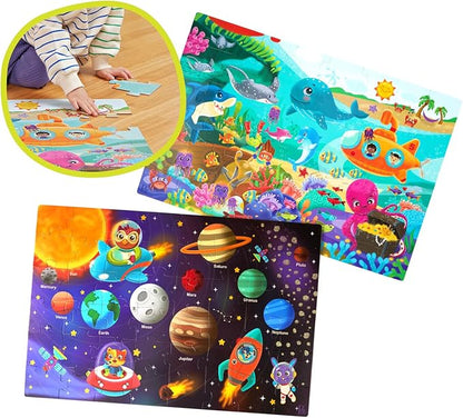 B. toys- Gigantic Jigsaw 2-Pack - Sea & Solar System- 48-Piece Floor Puzzles-Large 2 x 3 Feet Jigsaw Puzzles for Kids – Educational & Developmental Toys – 3 Years +