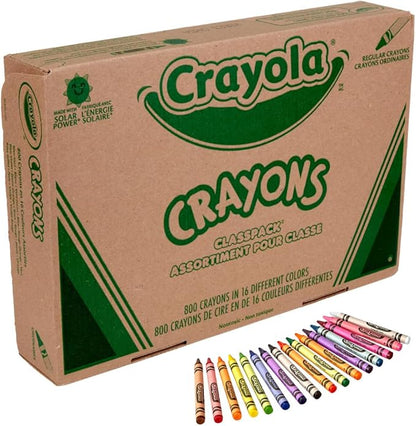 Crayola Bulk Crayon Classpack - 800ct (16 Colors), Back to School Supplies, Kids Crayons, Teacher Classroom Must Haves, 3+