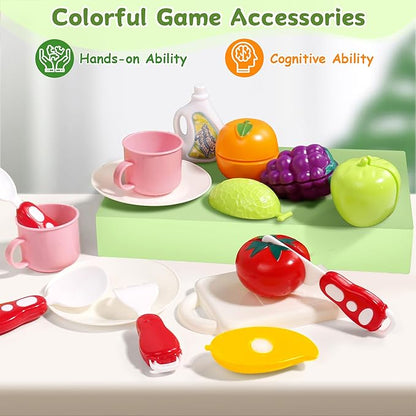 Play Sink with Running Water Play Kitchen Toddler Girl Toys Sink Kitchen Sink Toys with Apron Children Electric Dishwasher Kids Sink Running Water Play House Pretend Role Play Sink for Toddlers 1-3