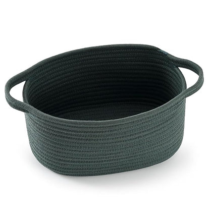 Happyiren Cute Woven Storage Basket with Handle – Hunter Green Empty Gift Burr Basket for Valentines Day, Birthday, Holiday Gifts, Eco-Friendly, Decorative Organizer Bin for Nursery, Plants
