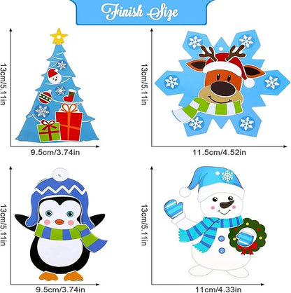Civaner Christmas Crafts for Kids, Christmas Arts and Crafts DIY Christmas Tree Ornament Kit Make Your Own Christmas Craft Projects for Kids Ages 6-8 8-12, 4 Styles (24 Sets)