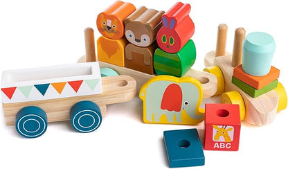 KIDS PREFERRED World of Eric Carle The Very Hungry Caterpillar Wooden Train Set, 12 Pieces