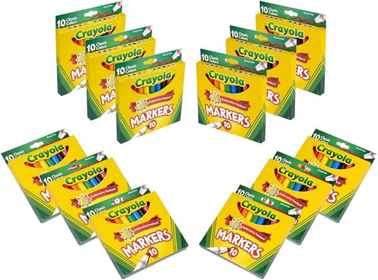 Crayola Broad Line Markers (12pks), Bulk Markers for School, Coloring Markers for Kids, Must Have Classroom Supplies for Teachers