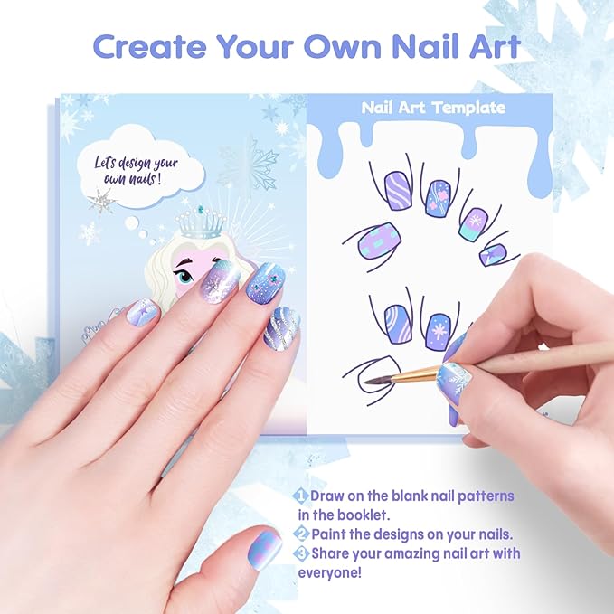 Tomons Kids Nail Polish Set for Girls, Non Toxic Nail Polish Art Kit for Kids Ages 7-12, Frozen Toys Gifts for 8 9 10 11 12 Year Old Girl, Bracelets, Glitter, Sequins, Stickers - 8 Colors