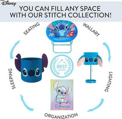 Idea Nuova Disney Stitch 19” Frame Folding Toddler Saucer™ Chair with Cushion, Ages 3+