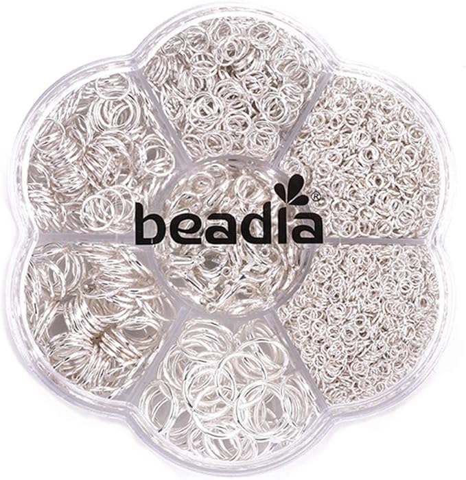 Open Jump Rings Sliver 6 Sizes 2400pcs with Lobster Claw Clasps Set for DIY Jewelry Making Supplies