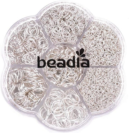 Open Jump Rings Sliver 6 Sizes 2400pcs with Lobster Claw Clasps Set for DIY Jewelry Making Supplies