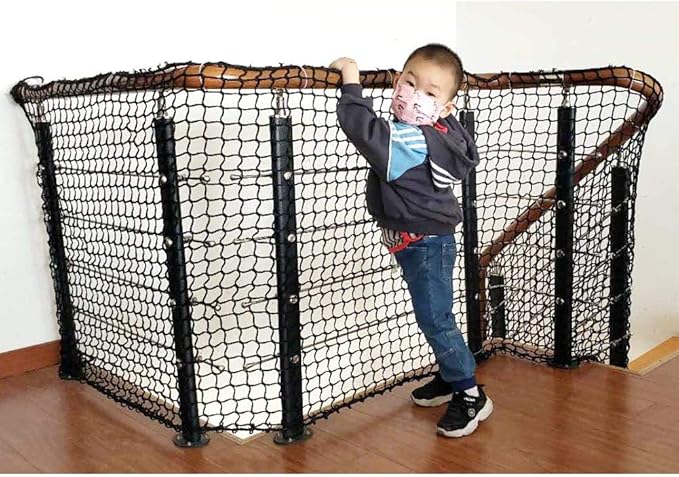 Child Safety Net 3.28ft x 9.84ft Stair Balcony Railing Protector/Pet Toy Anti-Fall Sturdy Polyester Black – 1 Pack