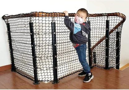 Child Safety Net 3.28ft x 9.84ft Stair Balcony Railing Protector/Pet Toy Anti-Fall Sturdy Polyester Black – 1 Pack
