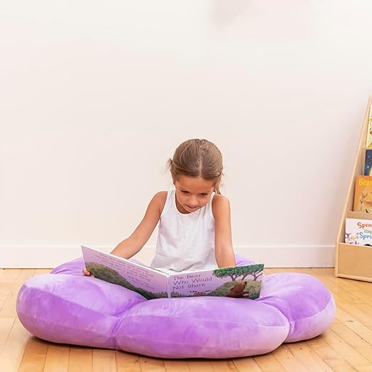 ECR4Kids SoftZone Flower Floor Pillow, Seating Cushion, Purple
