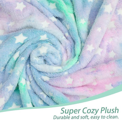 Folding Toddler Chair, Soft Plush Fold Out Kids Couch Sofa Glow in The Dark, Comfy Baby Recliner for Girls Boys (Colorful Star)