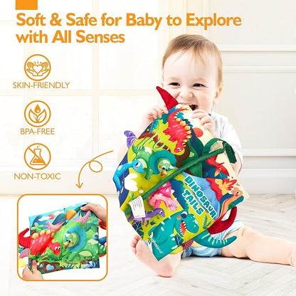 hahaland Baby Books 0-6 Months,Infant Tummy Time Toy Sensory Toys 6 to 12 Months Touch Feel Book Gifts for Boy Girl 0-3 Month Learning Toy Baby Birthday Easter Basket Stuffers (Single)