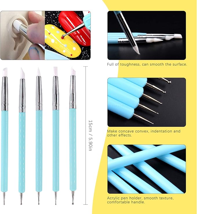 Swpeet 19Pcs Modeling Clay Sculpting Tools Kits, Ball Stylus Tool, Pottery Tools, Plastic Clay Tools, Sculpting Kit for Making Modeling Clay Cake Fondant Decoration, Clay, Ceramics