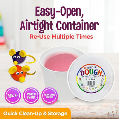 Hygloss Play Modeling Dough - Pink Dough Unscented - Safe & Non-Toxic for Kids Arts & Crafts - Party Favors - Classroom Supplies - 5lb