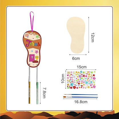 Fennoral 12 Pack Jesus Wind Chime Kit for Kids Make You Own Sunday School Craft for Girls Boys DIY Coloring Wooden Christmas Religious Crafts for Sunday School Art Party Decoration Birthday Gift