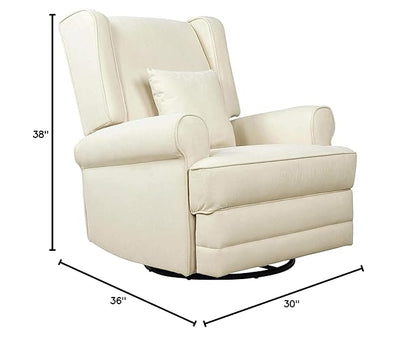 Melbourne Upholstered Seating Wing Back Glider Swivel, Nursery Glider Chair in Shell, Greenguard Gold Certified Modern Nursery Recliner with a Bonus Pillow, Tool-Free Assembly, Easy to Clean