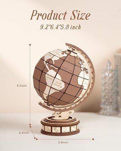 3D Puzzles Globe for Adults-Global Wonders, 3D Wooden Puzzles Model Building Creation Set for Adults, Home Decor/Creative Gifts/DIY Crafts for Teens (277PCS)
