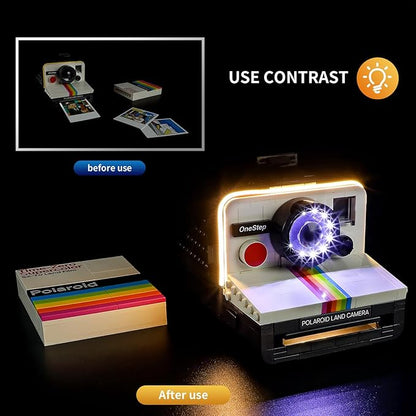 Vaodest LED Light for Lego 21345 Ideas Polaroid OneStep SX-70 Camera Set,Design and Configuration Compatible with Model 21345 (LED Light Only, Not Building Block Kit)