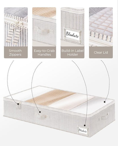 StorageWorks Extra Large Under Bed Storage Containers with Handles and Label Holder, 2 Pack Ultra-thick Fabric Underbed Bins, Closet Organizer for Clothes, Blankets, Sweater