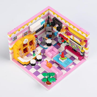 Friends House Building Block Sets, Girls Mini Living Room Entertainment KALAOK Friendship Playroom Apartment Bricks Kit Birthday Gifts for Adults Teens Old Kids 8-12 10-12 14+ (670 PCS)