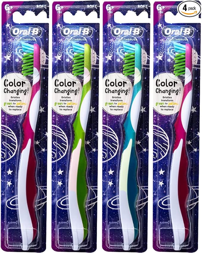 Oral-B Pro-Health Junior CrossAction Galaxy Toothbrush, Ages 6+, Soft - Pack of 4