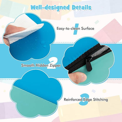 HONEY JOY 5-Piece Climb and Crawl Playset, Soft Climbing Foam Block Activity Play Structure Gym Equipment for Infant Baby, Color Coordination, Waterproof Indoor Climbing Toys for Toddlers (Blue)