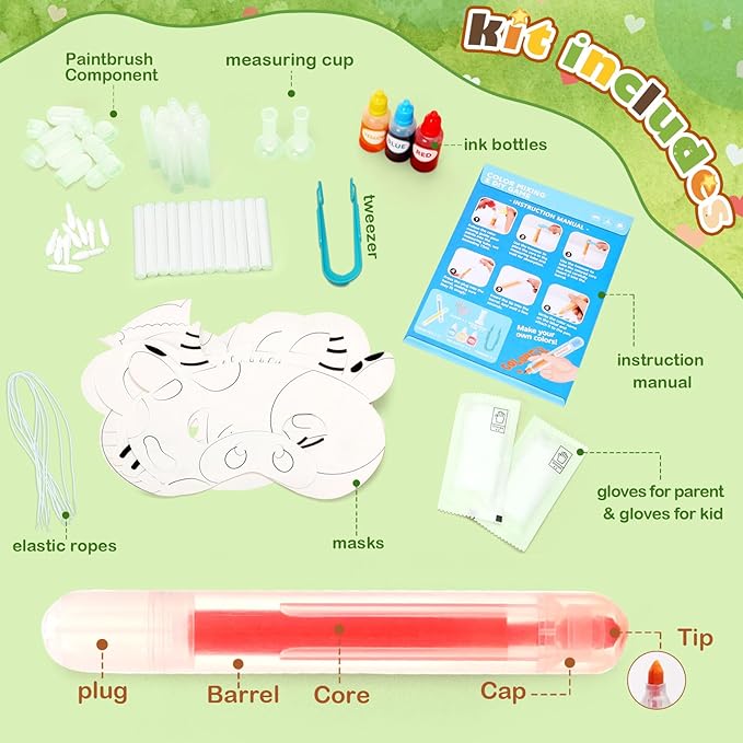 Educational Science Kits STEM Toys for Kids Age 7-12 Color Science Activity DIY Craft for Kids Boys Girls Ages 5,6,7,8,9,10 Years Animal Mask Painting Kit Color Mixing Gift for Christmas (Green)