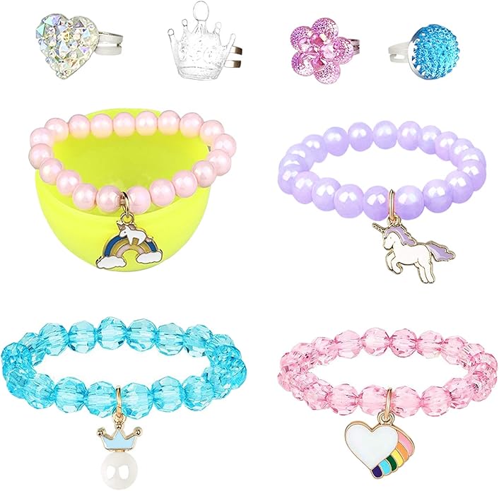 VLUSSO Party Favors in the Nature of Small Toys Easter Eggs Easter Basket Stuffers Fillers Filled 4 Pack Eggs with Colorful Bracelet Girls Inside Colorful Pre Plastic For Kids Gifts