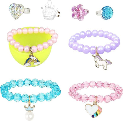 VLUSSO Party Favors in the Nature of Small Toys Easter Eggs Easter Basket Stuffers Fillers Filled 4 Pack Eggs with Colorful Bracelet Girls Inside Colorful Pre Plastic For Kids Gifts