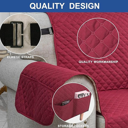 XINEAGE Oversized Sofa Cover Waterproof Couch Covers for 3 Cushion Couch, Soft Washable Slipcover with Pockets & Non-Slip Elastic Straps, Dog Pets Proof Thick Furniture Protector (XL-Sofa, Red)