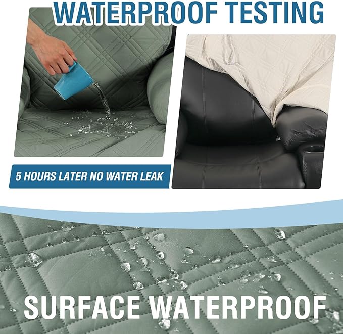 H.VERSAILTEX 100% Waterproof Recliner Chair Covers Anti-Slip Recliner Cover for Electric Power Lift Recliner Chair Washable Recliner Slipcover with Pocket, Elastic Straps for Pets, Dogs,Lily Pad/Beige