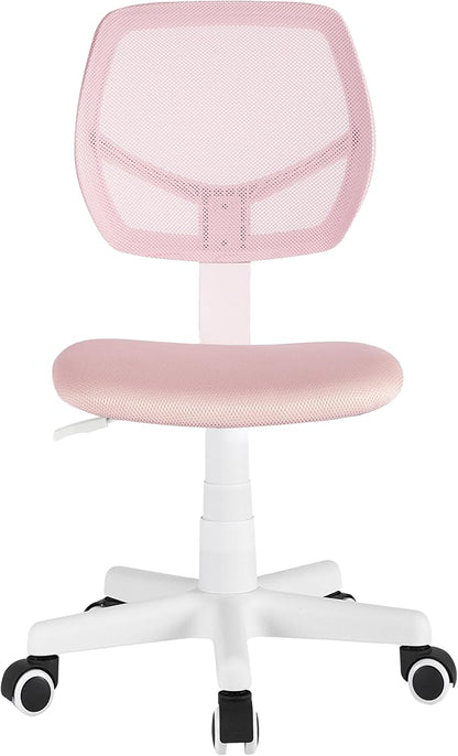 Urban Lifestyle Computer Office Rolling Swivel Task Desk Chair with Mesh Backrest and Caster Wheels,Pink with White Legs