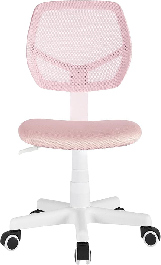 Urban Lifestyle Computer Office Rolling Swivel Task Desk Chair with Mesh Backrest and Caster Wheels,Pink with White Legs