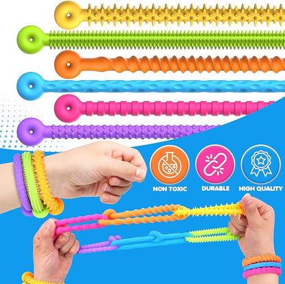 Sensory Toys Fidget Stretchy Strings: Fidget Toys Bracelet for Kids Calming - Adjustable Sensory Bracelet for Autism - Quiet Prizes Box Toys for Classroom 6 Pack
